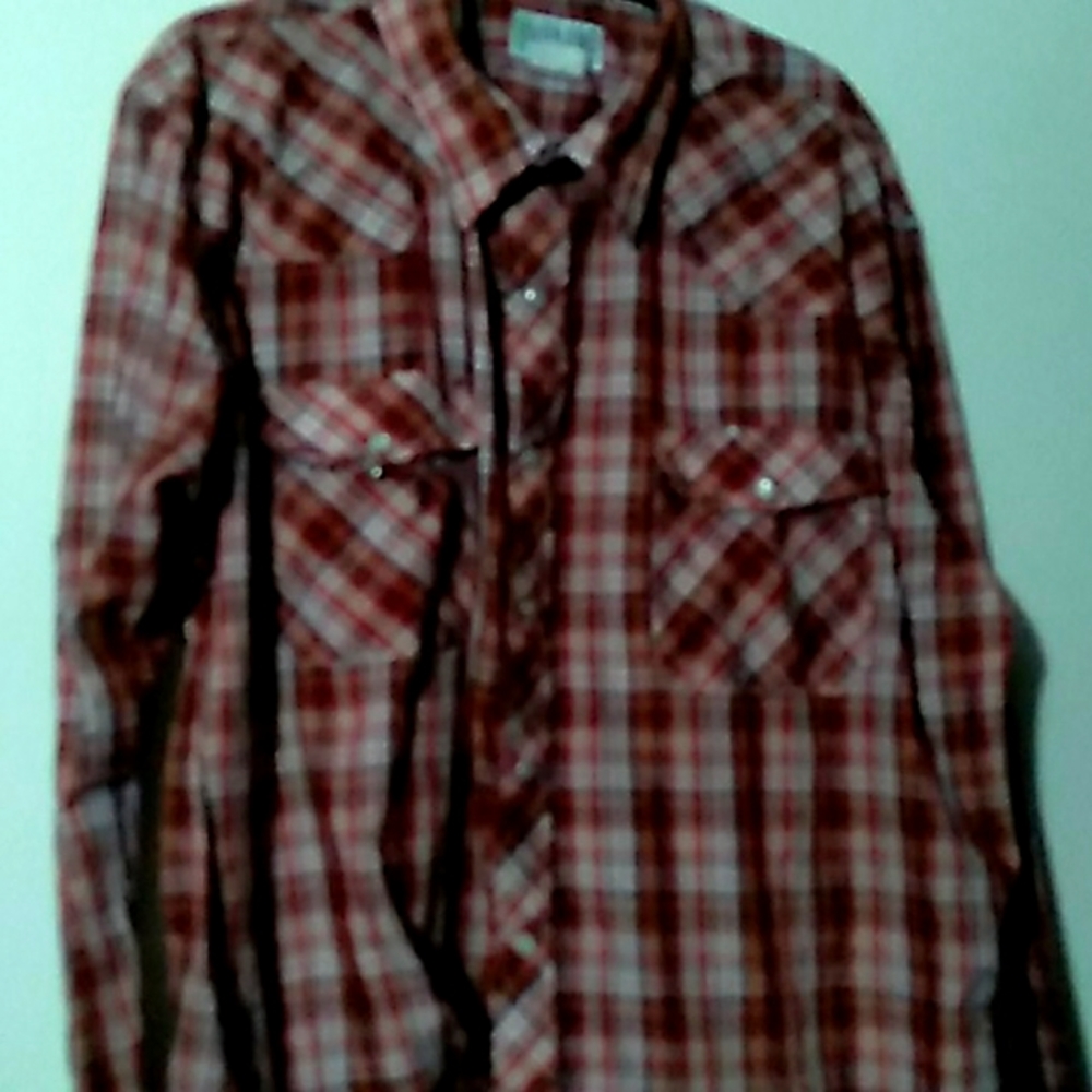 Haband men's 3XL Western pearl snap Rust Red Brown